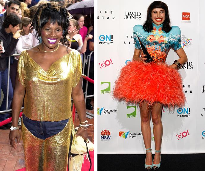 What the frock?! Marcia Hines decided that the new millennium was all about taking risks with fashion, and decided that a denim cut-out crotch was the perfect way to complete her gold, glo-mesh look. Meanwhile, Kimbra ensured that she would *never* be someone that we used to know by wearing this unforgettable feather ensemble that looked less like a dress and more like a work of art in 2012.