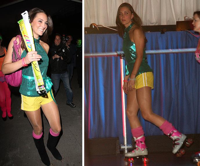 **Duchess of disco:** Or a roller disco for that matter! In 2008, Kate rocked short-shorts and roller skates like no other.