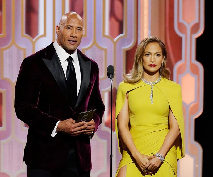 Jennifer Lopez and Dwayne "The Rock" Johnson presented an award.