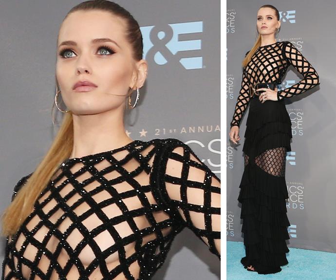Lattice take a moment for Abbey Lee Kershaw and that dress! The Aussie beauty shows off her physique in this intriguing outfit.