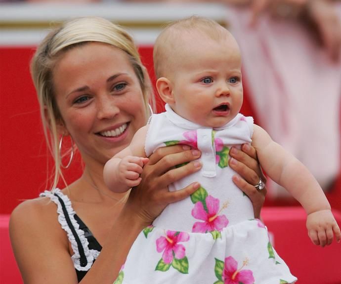 We still remember when Bec showed off her darling bub back in 2006 as Lleyton played at the British Stella Artois Championships.