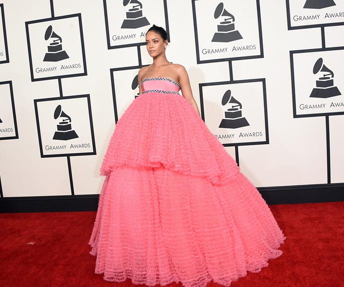 Perhaps her most memorable look was her 2015 Giambattista Valli gown, which became the subject to thousands of memes. "I saw this dress on the Internet and I just fell in love with it," she mused of her eye-catching choice.