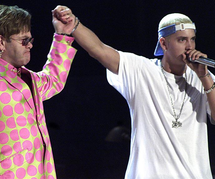 They were the unlikely duo that delivered magic during the 2001 show. Controversial rapper Eminem teamed up with Elton John for a spine-tingling rendition of *Stan.* "If I didn’t make a statement with Elton John tonight, I don’t know what else to do," the rapper said at the time in reference to critics who had slammed him as a homophobe.
