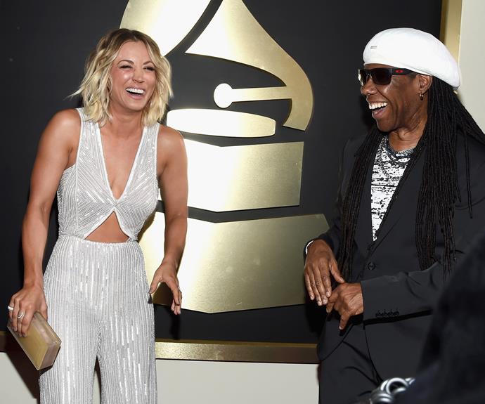 Kaley and Nile Rodgers were all laughs.