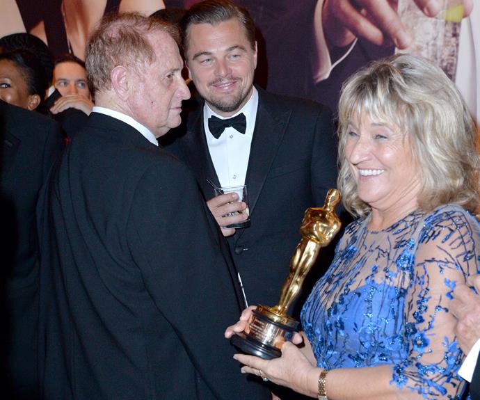 It was Leonardo DiCaprio who was the night's biggest winner. 22 years after his first nomination, Leo finally took home gold for Best Actor for his role in *The Revenant*... and his mama Irmelin Indenbirken couldn't look prouder.