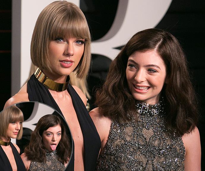 Of course Tay-Tay was present, armed with squad BFF Lorde... Who we can't tell if she is happy to be there!?