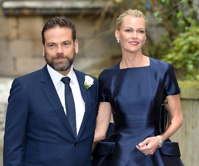 Lachlan and Sarah Murdoch opted for coordinating navy ensembles.