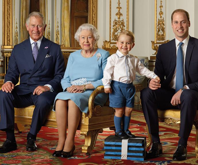 Standing proud! Four generations of royals pose for a special edition stamp (photo/via the Royal Mail/PA/Ranald Mackechnie).