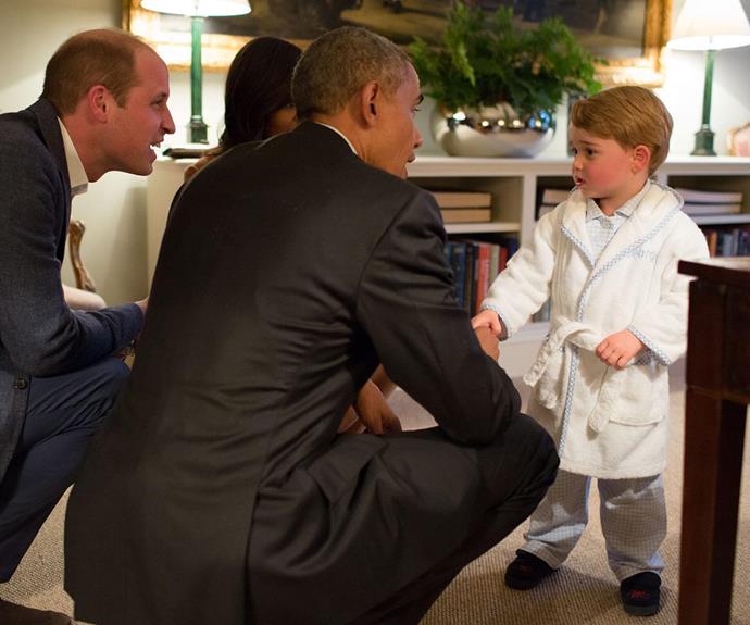 George's bedtime outfit was jokingly described as a "clear breach of protocol".