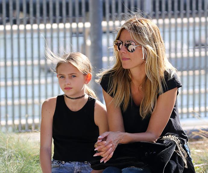 Supermodel Heidi Klum and her gorgeous 12-year-old daughter Leni, whose father is  Flavio Briatore, spent a sunny day in New York City at the Hudson River park.