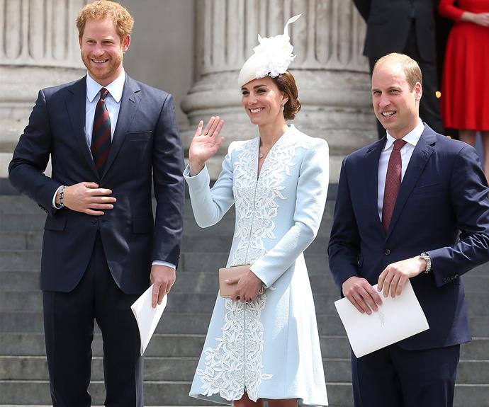 Joining in on the milestone was her Majesty's grandkids, Prince Harry, Prince William and his wife Duchess Catherine.