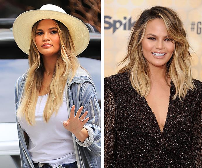 After a quick rekindling with her long extensions, Chrissy Teigen went back to her fresh pregnancy chop.