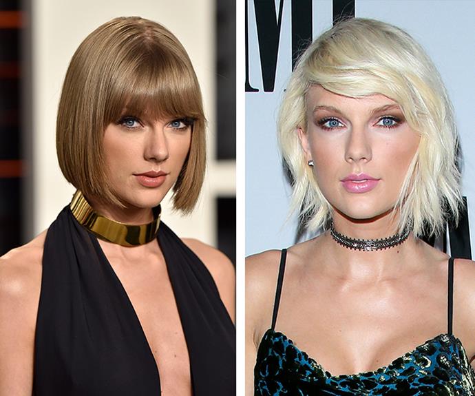Taylor Swift shocked the world when she traded in her signature honey-blonde bob for it's edgy, platinum cousin.