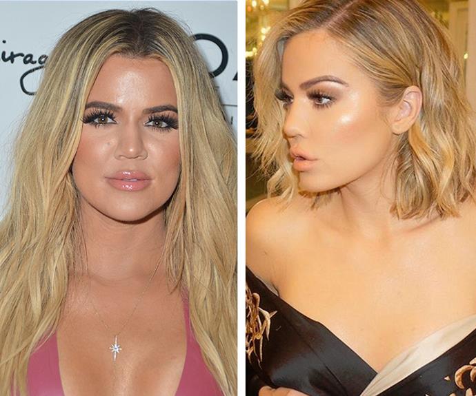 The Kardashians certainly are known as hair chameleons for their ever-changing tresses. These pictures of Khloe Kardashian were taken just one week apart, but the star is already back to her long extensions! We simply kannot keep up.