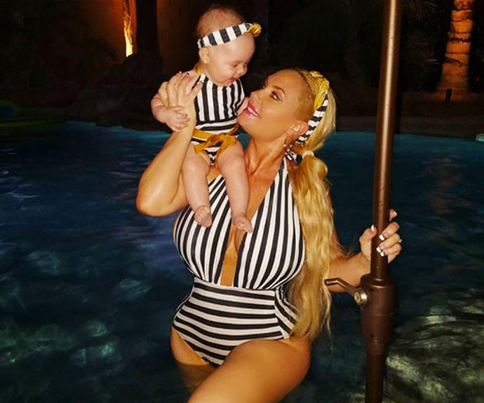 Coco Austin and her little girl Chanel Nicole know how to slay the mother-daughter-matching! The model and her 6-month-old mini-me were uber sweet in their twinning black-and-white stripped swimsuits and matching headbands. Captioning the snap, Ice T's wife said, "There's nothing like having a best friend to twin with!"