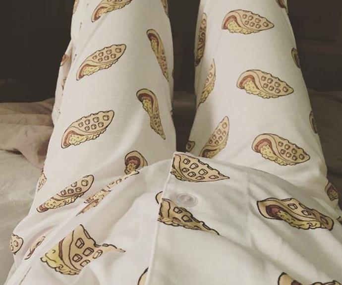 The 32-year old, who is pregnant with her and fiancée Jason Sudekis’s second child, shared this sweet snap her belly all snug as a bug in  pyjamas featuring waffles and eggs, sayin, "Just wanna confirm real quick that this is what is meant by "sexy lingerie".