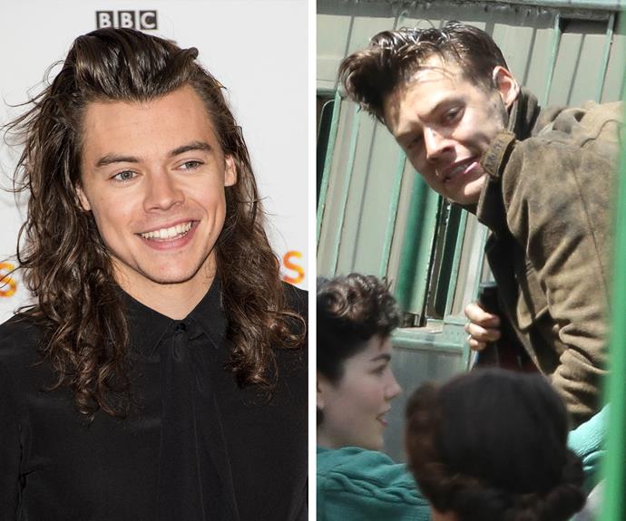 He's come a long way since his 1D days! Popstar Harry Styles stars in the new World War Two film *Dunkirk* in Dorset, England and looks to be fully immersed in his character (R).