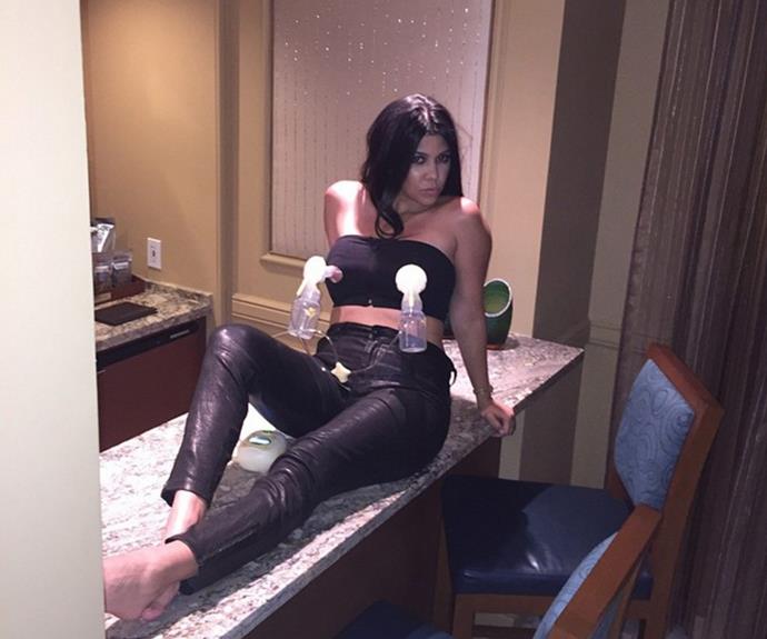 **Kourtney Kardashian** 
<br><br>
"What happens in Vegas stays in Vegas," the oldest Kardashian sister captioned this hilarious breast pump selfie.