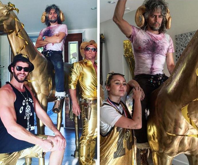 There's no doubt about it, the Hemsworths know how to party and they're not afraid to publicise it! Earlier this year, eldest brother Luke threw a gold-themed birthday bash for his wife, Samantha complete with a giant gold horse and golden appearances by younger bro Liam and Miley Cyrus.
