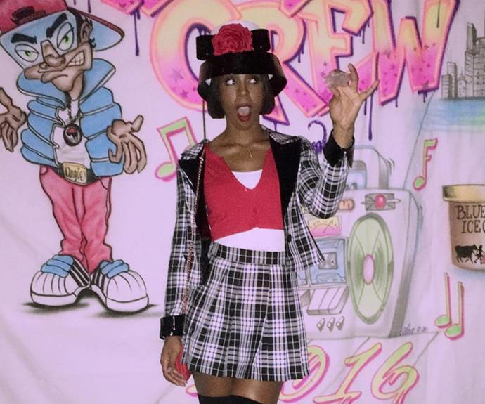 "Been shopping with Dr. Seuss?" Kelly Rowland wrote alongside her uncanny appearance as Dionne from the hit film *Clueless*.