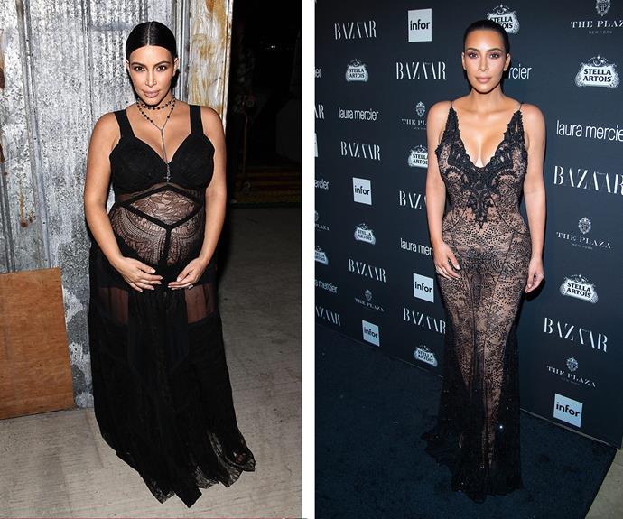 After giving birth to her second bub just over a year ago on December 5, 2015, Kim Kardashian set herself the task of getting her body back to “2010 Kim," which meant a loss of 31kg. In June, it was revealed on her Snapchat that she'd reached the milestone, and has since continued to shape up with grueling workouts and meals that follow the principles of the [Atkins diet](http://www.womansday.com.au/style-beauty/health-body/how-kim-kardashian-loses-baby-weight-on-the-atkins-diet-15533|target="_blank"|rel=”nofollow”).