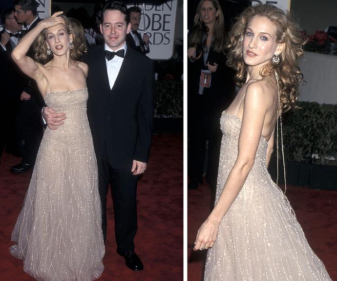 SJP, pictured with husband Matthew Broderick in 2001, is a Golden Globes queen!