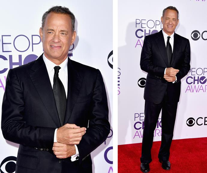 Tom Hanks, whose up for three PCAs this evening, puts on a dapper display.